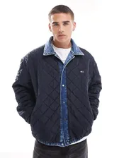 Tommy Jeans reversible denim coach jacket in mid wash